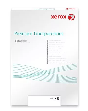 Fólia, írásvetítőhöz, A4, fekete-fehér és színes lézernyomtatóba, fénymásolóba, lehúzható vezetőcsíkkal, A4, XEROX (FOX96023)