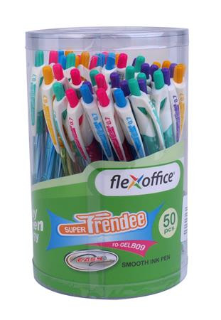 Zseléstoll, 0,35 mm, nyomógombos, vegyes színű test, FLEXOFFICE Trendee, kék (FOZSB09B)