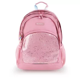   Hátizsák, iskolatáska, cipzáras, GABOL Glam, rózsaszín csillámos (GA237640L)