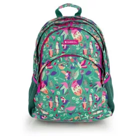   Hátizsák, iskolatáska, cipzáras, GABOL Vida, zöld, trópusi mintás (GA237740L)