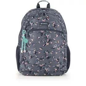   Hátizsák, iskolatáska, cipzáras, GABOL Secret, szürke, virágmintás (GA238096L)