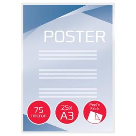   Meleglamináló fólia, 75 mikron, A3, fényes, öntapadó, GBC Peel'n Stick (GBC3747526)