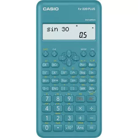 Számológép, tudományos, 181 funkció, CASIO FX-220Plus 2E, türkiz (GCFX220P)