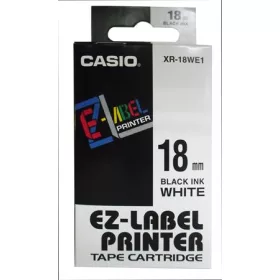   Feliratozógép szalag, 18 mm x 8 m, CASIO, fehér-fekete (GCIR-18WE1)