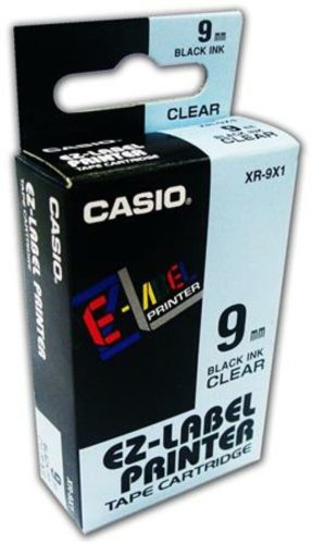 Feliratozógép szalag, 9 mm x 8 m, CASIO, víztiszta-fekete (GCIR-9X1)