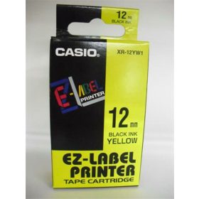   Feliratozógép szalag, 12 mm x 8 m, CASIO, sárga-fekete (GCKR-12YW1)