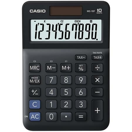 Számológép, asztali, 10 számjegy, CASIO MS-10 F, fekete (GCMS10F)