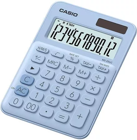 Számológép, asztali, 12 számjegy, CASIO, MS 20 UC, világoskék (GCMS20LB)