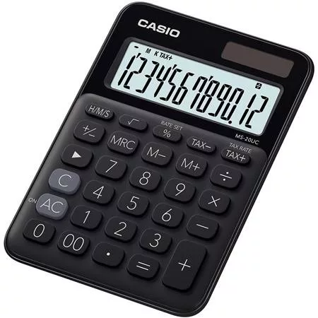 Számológép, asztali, 12 számjegy, CASIO, MS 20 UC, fekete (GCMS20UCBK)