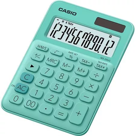 Számológép, asztali, 12 számjegy, CASIO, MS 20 UC, zöld (GCMS20UCGN)