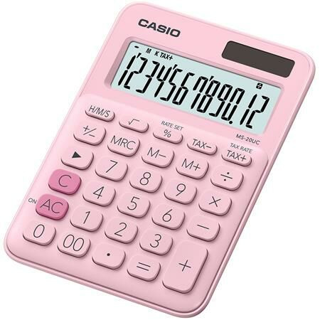 Számológép, asztali, 12 számjegy, CASIO, MS 20 UC rózsaszín (GCMS20UCPK)