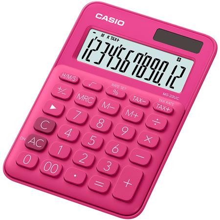 Számológép, asztali, 12 számjegy, CASIO, MS 20 UC, magenta (GCMS20UCRD)