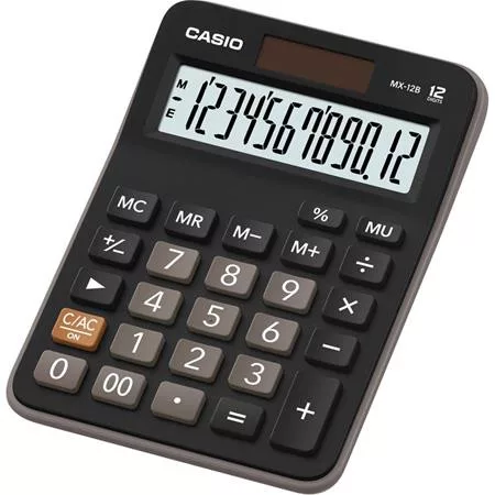 Számológép, asztali, 10 számjegy, CASIO MX 12B, fekete (GCMX12B)