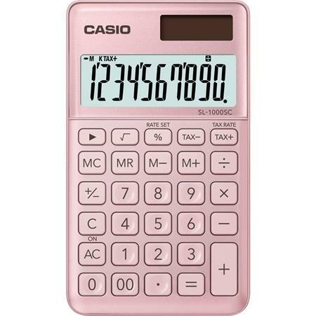 Zsebszámológép, 10 számjegy, CASIO SL 1000, világos rózsaszín (GCSL1000PK)