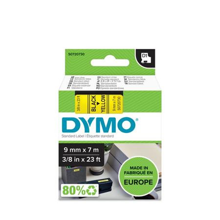 Feliratozógép szalag, 9 mm x 7 m, DYMO D1, sárga-fekete (GD40918)