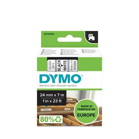Feliratozógép szalag, 24 mm x 7 m, DYMO D1, fehér-fekete (GD53713)