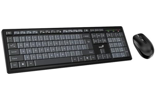 Egér- és billentyűzet készlet, vezeték nélküli, USB, HUN, GENIUS KM-8200, fekete-szürke (GEBEKM8200)