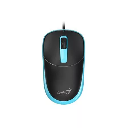 Egér, vezetékes, optikai, normál méret, USB, GENIUS DX-123, fekete-kék (GEEDX123BB)
