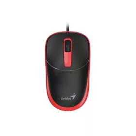   Egér, vezetékes, optikai, normál méret, USB, GENIUS DX-123, fekete-piros (GEEDX123BR)