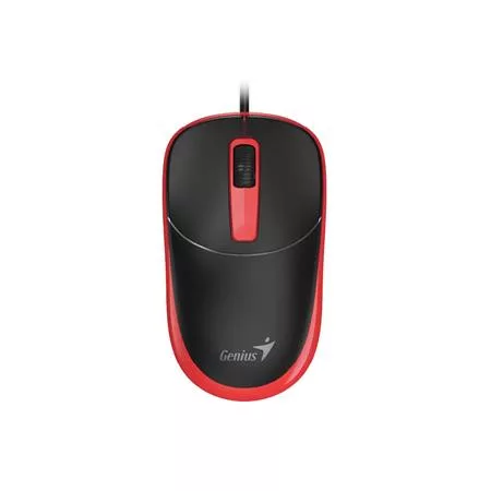 Egér, vezetékes, optikai, normál méret, USB, GENIUS DX-123, fekete-piros (GEEDX123BR)