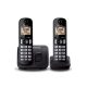 Telefon, vezeték nélküli, telefonpár, PANASONIC KX-TGC212PDB Duo, fekete (GTTG212PDB)