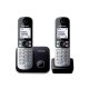 Telefon, vezeték nélküli, telefonpár, PANASONIC KX-TG6812PDB Duo, fekete (GTTG6812B)