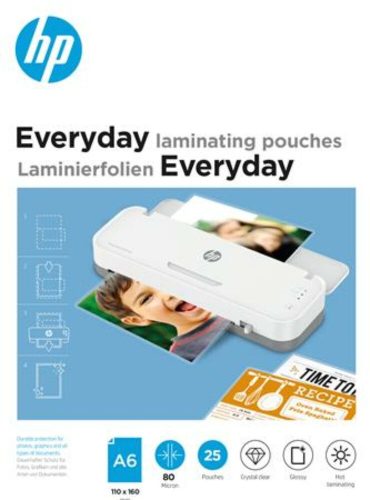 Meleglamináló fólia, 80 mikron, A6, fényes, 25 db, HP Everyday (HPF9156)