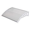 Műanyag előtető, 120 x 90 cm, transzparens, fehér színű fali tartóelemekkel