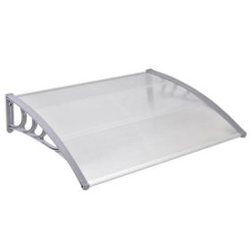   Műanyag előtető, 120 x 90 cm, transzparens, fehér színű fali tartóelemekkel