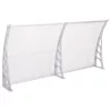 Műanyag előtető 240 x 90 cm, dupla, transzparens, fehér színű fali tartóelemekkel