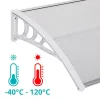 Műanyag előtető 240 x 90 cm, dupla, transzparens, fehér színű fali tartóelemekkel