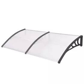  Műanyag előtető 240 x 90 cm, dupla, transzparens, fekete színű fali tartóelemekkel