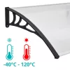 Műanyag előtető 240 x 90 cm, dupla, transzparens, fekete színű fali tartóelemekkel