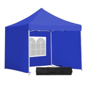   Kerti pavilon, összecsukható 3 fallal és hordtáskával 2,9 x 2,9 m - kék