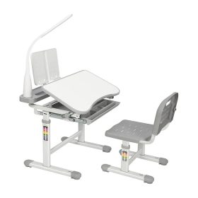   Állítható magasságú, többfunkciós, gyerek íróasztal, szürke