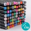  170 db-os kétvégű marker készlet ajándék, festhető fadobozban 