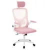 Ergonomikus irodai szék deréktámasszal, fejtámlával, rózsaszín