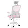 Ergonomikus irodai szék deréktámasszal, fejtámlával, rózsaszín