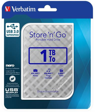 2,5 HDD (merevlemez), 1TB, USB 3.0, VERBATIM Store n Go, ezüst (HV1TSGE)