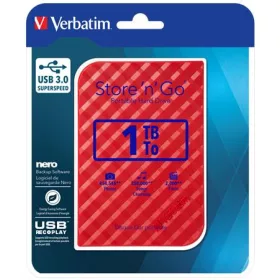   2,5 HDD (merevlemez), 1TB, USB 3.0, VERBATIM Store n Go, piros (HV1TSGP)