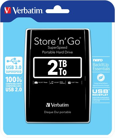2,5 HDD (merevlemez), 2TB, USB 3.0, VERBATIM, fekete (HV2TMUF)
