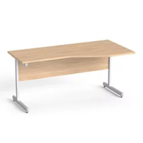   Íróasztal, íves, jobbos, szürke fémlábbal, 160x80 cm, MAYAH Freedom SV-29,  tölgy (IBXA29T)