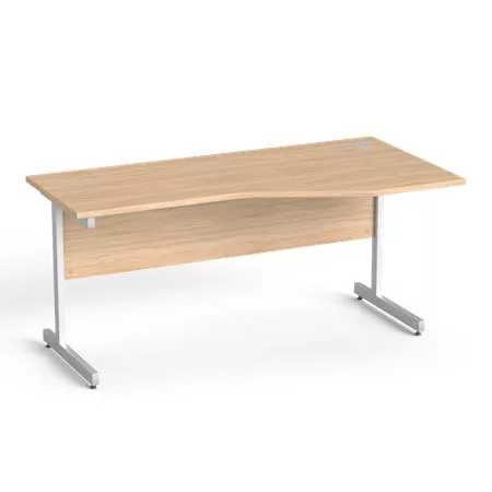 Íróasztal, íves, jobbos, szürke fémlábbal, 160x80 cm, MAYAH Freedom SV-29,  tölgy (IBXA29T)