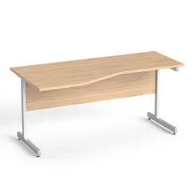   Íróasztal, íves, balos, szürke fémlábbal, 160x80 cm, MAYAH Freedom SV-30,  tölgy (IBXA30T)