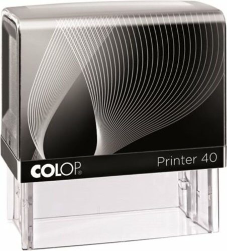 Bélyegző, COLOP Printer IQ 40 fekete ház - fekete párnával (IC1464000)