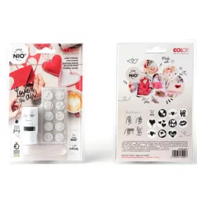   Bélyegző, kirakós, 10 motívummal, Nio Szerelem, fehér ház, fekete párnával (IC1510004)