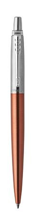 Golyóstoll, 0,7 mm, ezüst színű klip, Chelsea narancssárga tolltest, PARKER Royal Jotter, kék (ICPJCO)