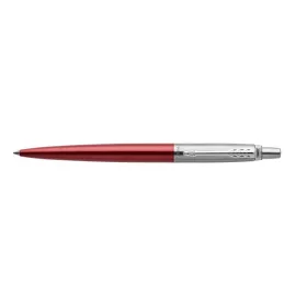   Golyóstoll, 0,7 mm, ezüst színű klip, Kensigton piros tolltest, PARKER Royal Jotter, kék (ICPJKR)