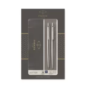   Golyóstoll és nyomósirón szett, díszdoboz, rozsdamentes acél tolltest, PARKER Royal Jotter, kék (ICPJKST3)