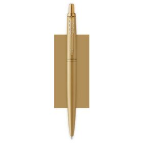   Golyóstoll, 0,7 mm, nyomógombos, arany színű klip, arany tolltest, PARKER, Royal Jotter XL, kék (ICPJRXLA)